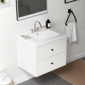 24inch Bathroom Vanity With Sink Set, Floating Bathroom Storage Cabinet With Doors And Drawers, Modern Vanity Sink Cabinet Wall Mount With Painte (Option: 12131327)