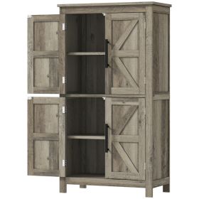 Bathroom Floor Storage Cabinet, Farmhouse Bathroom Cabinet with 4 Doors and Adjustable Shelf, Light Gray (Option: Light Gray-1230x360x155 mm)