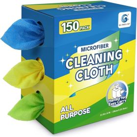 Microfiber Cleaning Cloth 150 Pack, Reusable Cleaning Towels, Washable Household Cloths, 11 X 9 Inches (Option: Blue Yellow Green)