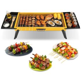 Multi-Function Portable Charcoal Grill with Prep Side Tables, Powder Coated Foldable BBQ for Camping Picnic RV Backyard Party (Option: As pic)