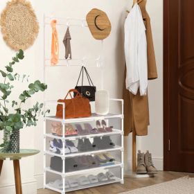 5-Tier Dustproof Entryway Hall Tree Coat Rack Shoe Rack With 8 Removable Hooks Freestanding Shoe Storage Shelf Hat Clothes Organizer For Front Do (Option: As picture)