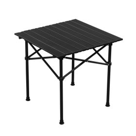 Portable Carbon Steel Camping Table Outdoor Folding Camping Table Portable Ultralight Camping Table Roll-Up Camping Table Folding (Option: Black)