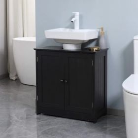Bathroom Cabinet with 2 Doors and Shelf Bathroom Vanity black-AS (Option: As picture)