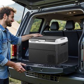 12 Volt Car Refrigerator Portable Freezer 52.8QT Electric Cooler For Camping (Option: Black)