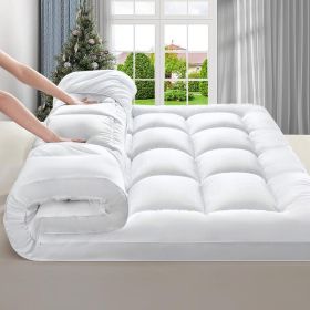 Ultra-Soft Quilted Cooling Mattress Topper Pad, Pillow Top Mattress Topper, Ultra-Soft Quilted Cooling Mattress Protector, Suitable For 8-24 Inch (Option: White 900g Full)