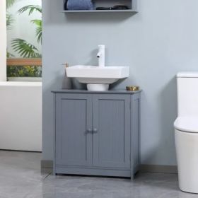 Bathroom Cabinet with 2 Doors and Shelf Bathroom Vanity Grey-AS (Option: As picture)