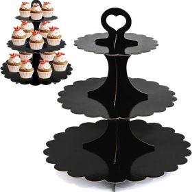 2 Pack 3 Tier Cupcake Stand, Black Cardboard Dessert Display Tower For Parties, Birthdays, Weddings And Events (Option: Black 2 Pack)
