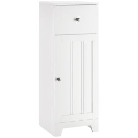 Short Bathroom Storage Cabinet, Cabinet Organizer with 1 Drawer and Adjustable Shelf for Living Room, White (Option: White-998x378x116 mm)