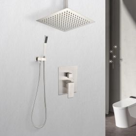 Ceiling Mounted Shower System Combo Set with Handheld and 16"Shower head (Option: As picture)