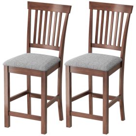 Counter Height Bar Stools with Padded Seat, High Back Kitchen Chairs Set of 2 for Dining Room, Gray and Dark Brown (Option: Gray and Dark Brown-1082x455x247 mm)