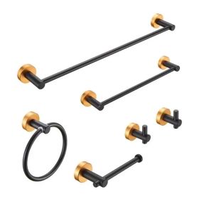 Bathroom Hardware Set; Thicken Space Aluminum 6 PCS Towel bar Set- Black Gold 24 Inches Wall Mounted (Option: As picture)
