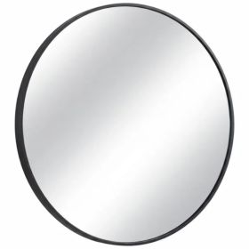Round Wall Mirror,Bathroom Mirror Shatterproof with Hook,HD Anti-Fog for Over Sink,Entryway,Bedroom,Vanity, Black,30 Inch (Option: default title)