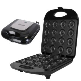 1Pc Mini Donut Maker Machine For Kids Snack Breakfast Desserts With 16 Doughnuts Holes Non Stick Coating Double-Side Heating Plates Overheating P (Option: Black)