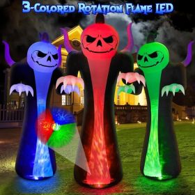 12FT Halloween Inflatables Decoration Outdoor Giant Pumpkin Reaper Ghost With 3-Colored Rotation Flame LEDs Spooky Halloween Blow Up Yard Decorat (Option: Black)