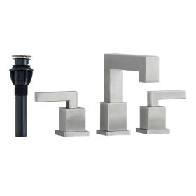 Brushed Nickel Widespread Bathroom Faucet, Waterfall Bathroom Faucets for Sink 3 Hole, 2-Handles Modern Vanity Faucet[Unable ship weekends, TK/TE (Option: As picture)