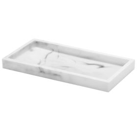 White Marble Resin Bathroom Tray, Mini Countertop Organizer For Vanity, Jewelry, Soap, Perfume And Small Accessories (Option: MULTI)