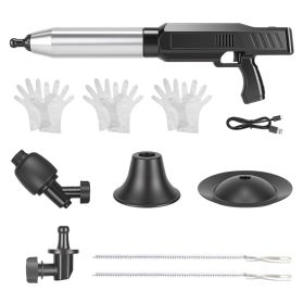 Electric Toilet Plunger with Air Pressure Gauge Rechargeable Drain Clog Remover with 3 Plunger Heads 0-8 Bar High Pressure Air Drain Blaster for (Option: Black  Silver)