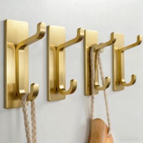 Self Adhesive Wall Hooks For Hanging Extra Strong 13 LB Hook For Coat Towel Brushed Gold 4 Pack (Option: Gold)
