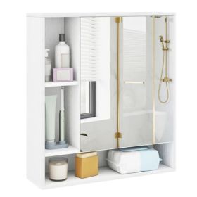 2 In 1 Mirrored Bathroom Wall Cabinet, Space-Saving Medicine Cabinet With Hidden Storage & Shelves - White (Option: defaulttitle)