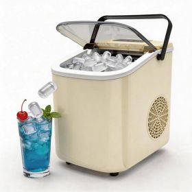 Portable Countertop Ice Maker  Compact, Self-Cleaning, With Handle  Fast Ice Production  Electric Ice Maker For Home Kitchens, Bars, Camping, And (Option: Beige)