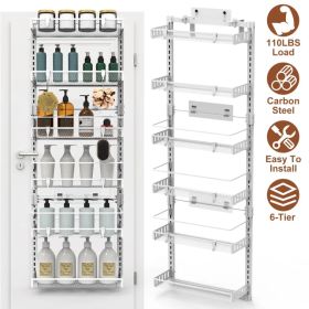6-Tier Over the Door Pantry Organizer, Large Metal Door Spice Rack, Hanging Heavy-Duty Pantry Door Storage Shelf 10LBS Loading Easy Install Behin (Option: default title)