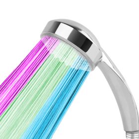 1Pc LED Shower Head Handheld Color-Changing Automatically Hydropower Without Batteries (Option: Silver)