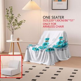 Turquoise Floral Quilted Sofa Cover, 1-Piece Couch Cover For Sofa, Loveseat And Daybed, Soft Microfiber (Option: 2 Seater)