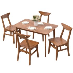 5-Piece Solid Wood Dining Room Set for 4, Farmhouse Dinette Table Set with 4 Chairs for Small Space, Dining Room, Walnut (Option: Walnut brown-1200x770x230 mm)