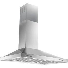 Range Hood 36 Inch;  Wall Mount Vent Hood In Stainless Steel With Ducted/Ductless Convertible Duct;  3 Speed Exhaust Fan;  Energy Saving LED Ligh (Option: Silver)