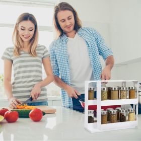 1Pc Swivel Cabinet Organizer Revolving Kitchen Rack Spice Organizer For Cabinet Condiment Holder Shelf (Option: White)