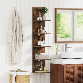 5-Tier Wall Mounted Floating Shelf, 30.48×21.59×129.54cm Rustic Brown Engineered Wood Shelving with 11LBS Per Shelf, 9.5" Spacing (Option: default title)