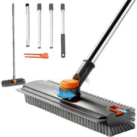 Scrub Brush With Long Handle, Floor Scrub Brush Squeegee Broom For Cleaning, 3 In 1 Shower Scrubber Floor Broom Squeegee For Concrete Tile Wall D (Option: 3 in 1 Shower Grey)