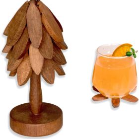 Wooden Tree Shaped Coaster Set, Decorative Drink Holders For Coffee Table, Kitchen, Dining Room And Home Use (Option: Wood1)