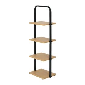 4-Tier Wooden Shoe Ladder for Shoe Storage, Black and Light Honey Wood, Holds up to 4 Pairs (Shipment from Walmart) (Option: default title)