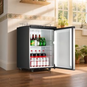 Beer Kegerator With CO2 Tank Dual-Tap Beer Dispenser 162L Refrigerator (Option: Silver)