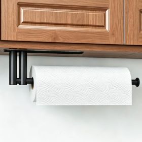 Black Under Cabinet Paper Towel Holder Adhesive Or Wall Mounted Roll Organizer For Kitchen Bathroom Counter Storage And Easy Access (Option: Matte Black)