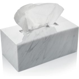Clear Acrylic Tissue Box Holder, Rectangle Marble Design Dispenser For Tissues, Napkins And Dryer Sheets, Home Decor (Option: White)