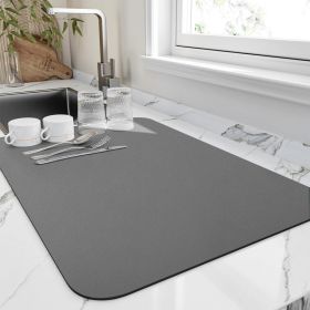 Dish Drying Mat 16x18 Inch, Super Absorbent Kitchen Counter Drainer Pad With Non Slip Rubber Backing, Heat Resistant, Dark Gray (Option: MULTI)