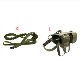 Ihrtrade Tactical Dog Harness Molle System Vest Adjustable Military (Option: ArmyGreen Set-XL and L)