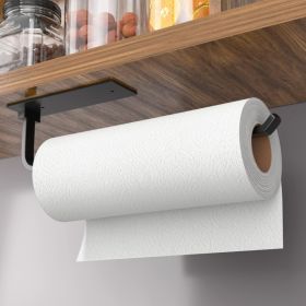 Paper Towel Holder Self Adhesive Or Drilling Matte Black Upgraded Aluminum Kitchen Roll Dispenser Under Cabinet Lighter But Stronger Than Stainle (Option: Black)