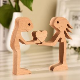 DIY Figurine Wood Dog Ornament Sculpture Home Decoration A Man A Dog Wood Sculpture Christmas Gifts Model Decor (Option: 21style)