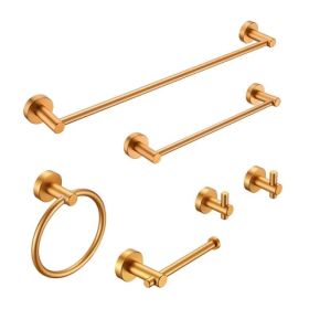 Bathroom Hardware Set; Thicken Space Aluminum 6 PCS Towel bar Set- Brushed Gold 24 Inches Wall Mounted (Option: As picture)