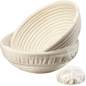 Banneton Bread Proofing Basket - 9 Inch Banneton Basket Set Of 2 Sourdough Proofing Basket Round Proofing Bowls Handmade Rattan Baskets And Liner (Option: Beige)