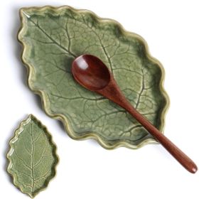 Ceramic Leaf Spoon Rest, Cute Kitchen Utensil Holder For Stovetop, Countertop And Cooking Area (Option: MULTI)