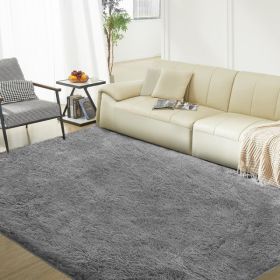 5ft X 8ft Rugs For Living Room,Grey Fluffy Carpet Large Fuzzy Plush Shag Comfy Soft, Non-Slip Indoor Floor Carpet,Room,Bedroom,Playroom, Home Dec (Option: defaulttitle)