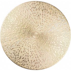 Gold Round Placemats 4 PCS, 15 Inch Metallic Vinyl Dining Table Mats, Washable Non Slip Heat Resistant Wedding Party Decor (Option: MULTI)