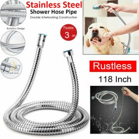 118inch 3 M Shower Hose Flexible Stainless Steel Chrome Shower Head Hose Pipe (Option: A)