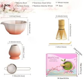 Complete Bamboo Matcha Preparation Set  Traditional Handmade Whisk, Scoop, And Spoon Kit Natural Wood Matcha Tools (Option: Pink)