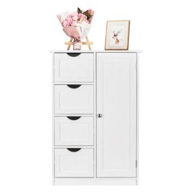 Single Door Bathroom Storage Cabinet with 4 Drawers White (Option: default title)