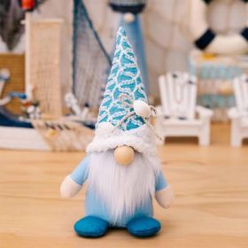 Christmas Gnomes Plush Decoration,Gnome Plush Christmas Decoration Handmade Swedish Dwarf Scandinavian Tomte Elf Gnomes for Home Office Table Decor (Color: Blue)
